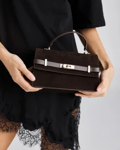 ACHILLES ESPRESSO SUEDE TOP HANDLE BAG