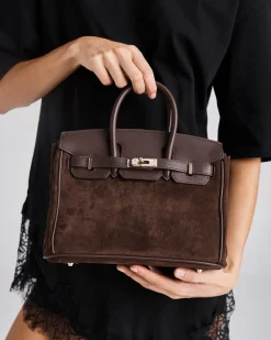 ADORA ESPRESSO SUEDE TOP HANDLE BAG