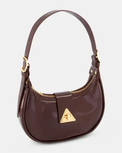 AERYS ESPRESSO PATENT SHOULDER BAG