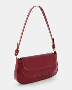 ARMAS DEEP RED PATENT SHOULDER BAG