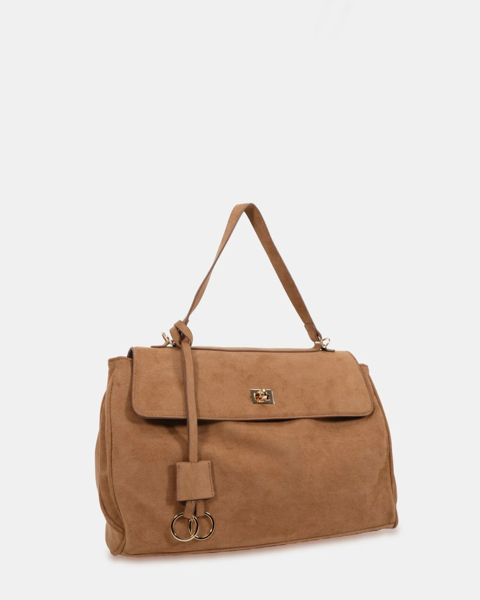 AUGUSTUS TAN SUEDE TOP HANDLE BAG