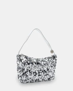 AURALIAS SILVER SEQUIN SHOULDER BAG