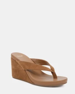 BACI Caramel Suede Wedge Sandals