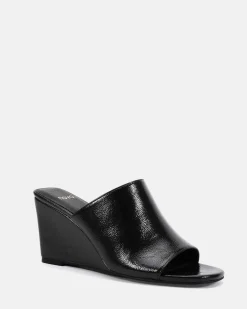 BALISTIC BLACK CRINKLE PATENT Wedge Heels