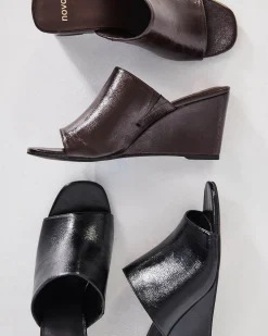 BALISTIC BLACK CRINKLE PATENT Wedge Heels