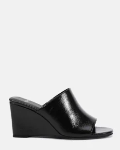BALISTIC BLACK CRINKLE PATENT Wedge Heels