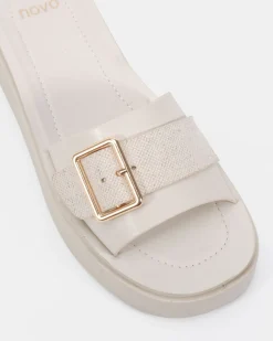 BEATIFIC CREAM LINEN Wedge Heels