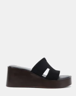 BERM Black Suede Wedge Heels