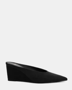 BOND Black Suede Wedge Heels