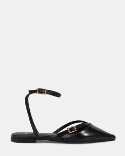 CALANTHE Black Patent Ballet Flats
