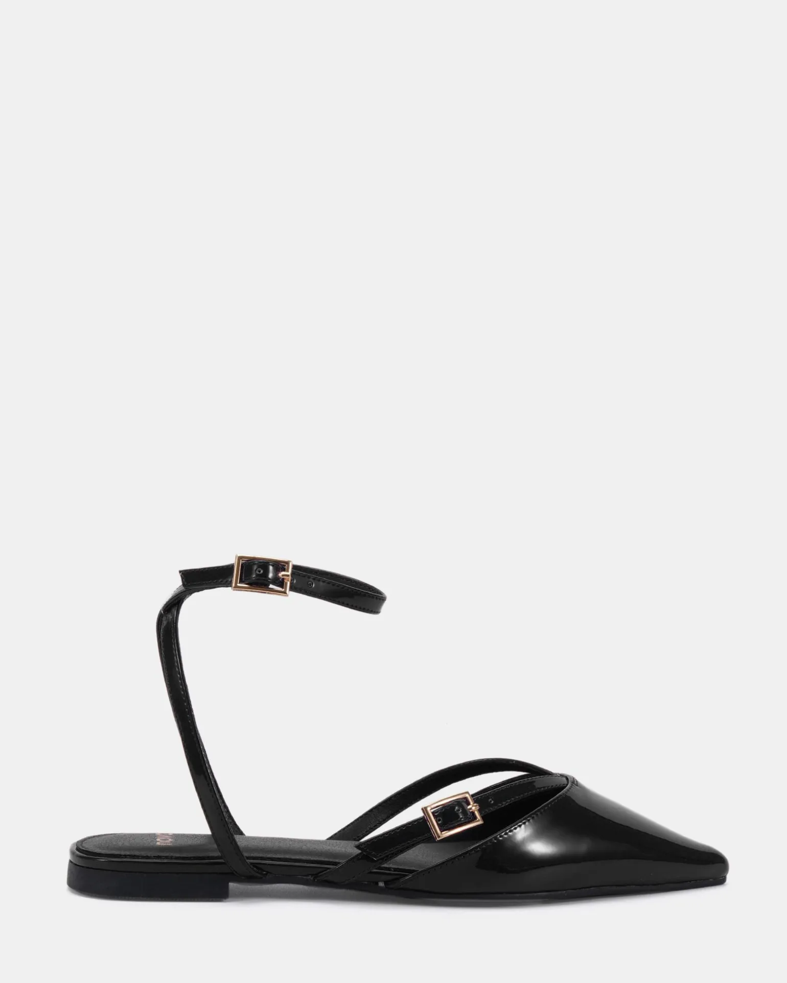 CALANTHE Black Patent Ballet Flats