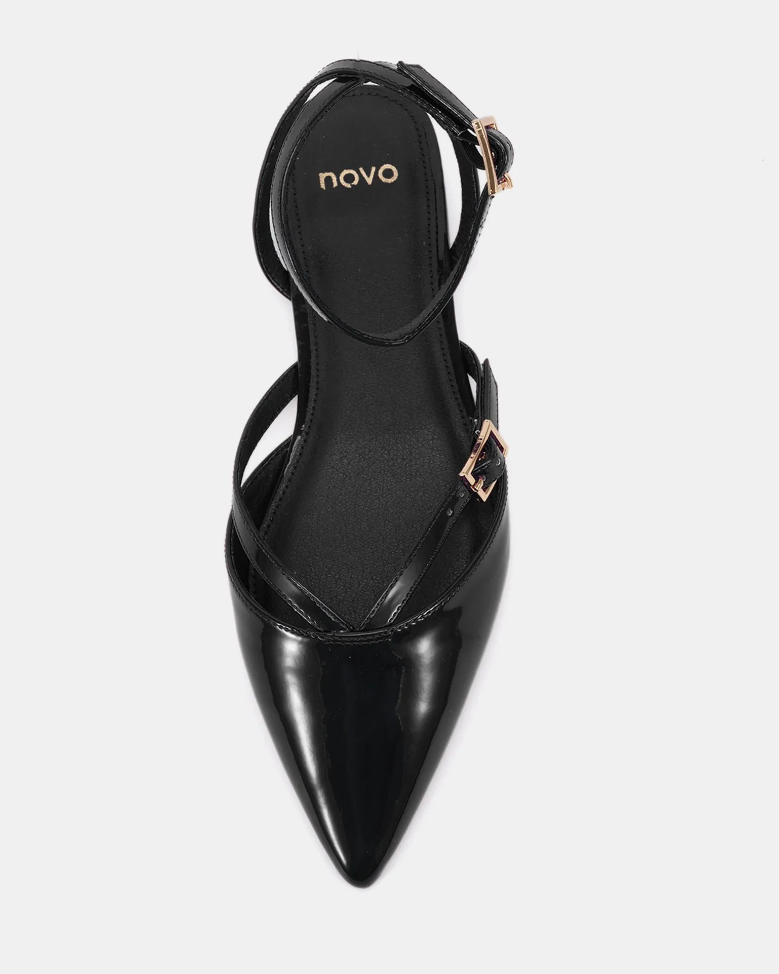 CALANTHE Black Patent Ballet Flats