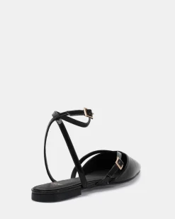 CALANTHE Black Patent Ballet Flats