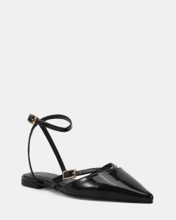 CALANTHE Black Patent Ballet Flats