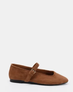 CALMLY Caramel Suede Ballet Flats