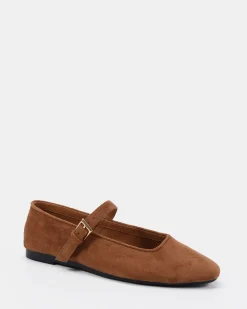 CALMLY Caramel Suede Ballet Flats