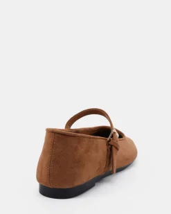 CALMLY Caramel Suede Ballet Flats