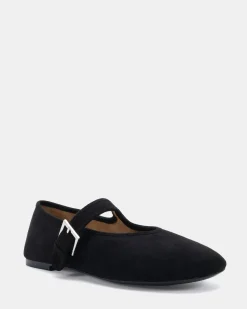 CANELO Black Suede Ballet Flats