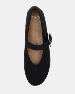 CANELO Black Suede Ballet Flats
