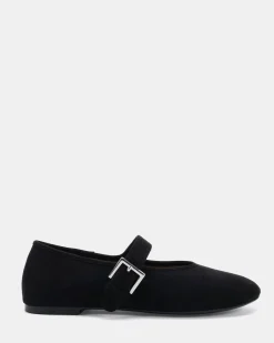 CANELO Black Suede Ballet Flats