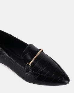 CANTERO Black Croc Ballet Flats