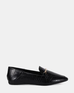 CANTERO Black Croc Ballet Flats
