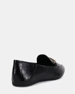 CANTERO Black Croc Ballet Flats