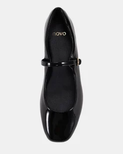 CARABELLO Black Patent Ballet Flats