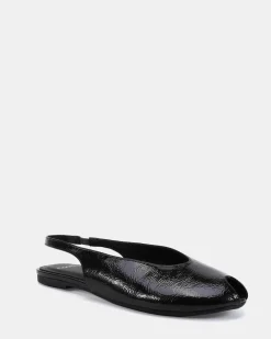 CHADWICK BLACK CRINKLE PATENT Ballet Flats