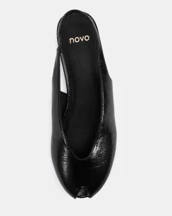 CHADWICK BLACK CRINKLE PATENT Ballet Flats