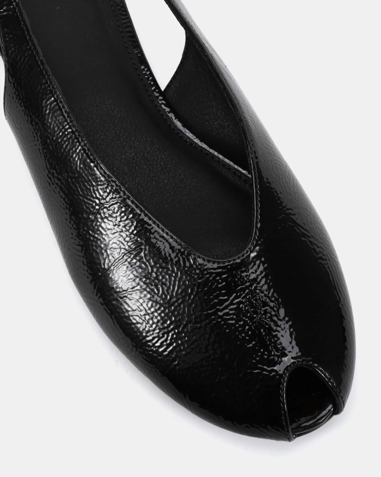 CHADWICK BLACK CRINKLE PATENT Ballet Flats