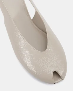 CHADWICK Cream Crinkle Patent Ballet Flats