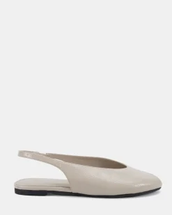 CHADWICK Cream Crinkle Patent Ballet Flats