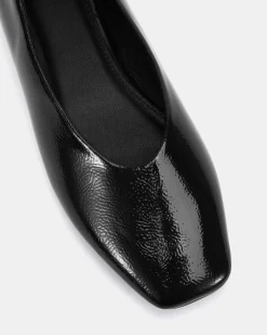 CHEDDAR BLACK CRINKLE PATENT Ballet Flats
