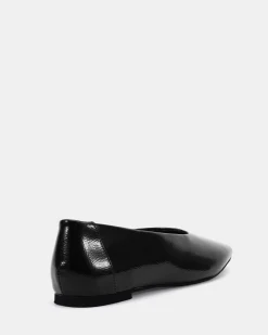 CHEDDAR BLACK CRINKLE PATENT Ballet Flats