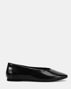 CHEDDAR BLACK CRINKLE PATENT Ballet Flats