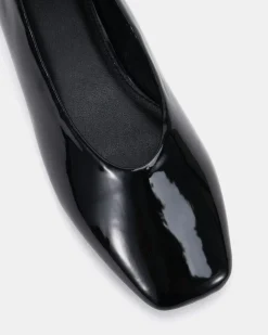 CHEDDAR Black Patent Ballet Flats