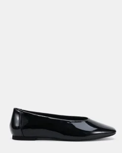 CHEDDAR Black Patent Ballet Flats