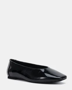 CHEDDAR Black Patent Ballet Flats