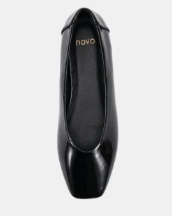 CHEDDAR Black Patent Ballet Flats