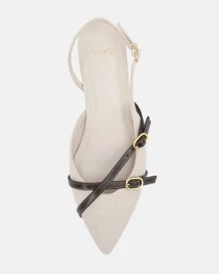 CORBIN Espresso Linen Ballet Flats