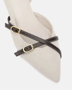 CORBIN Espresso Linen Ballet Flats