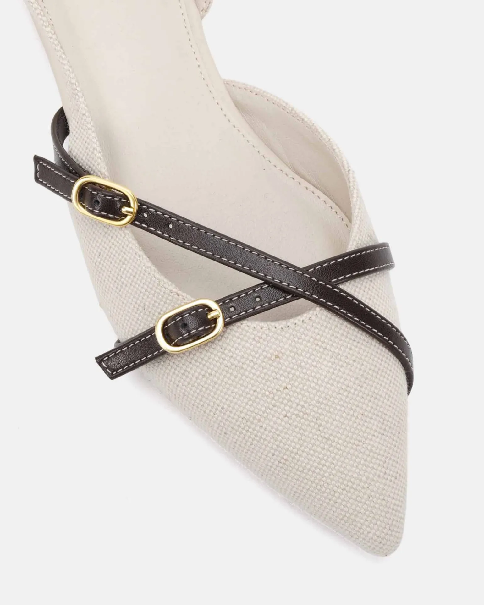 CORBIN Espresso Linen Ballet Flats
