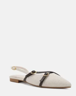 CORBIN Espresso Linen Ballet Flats