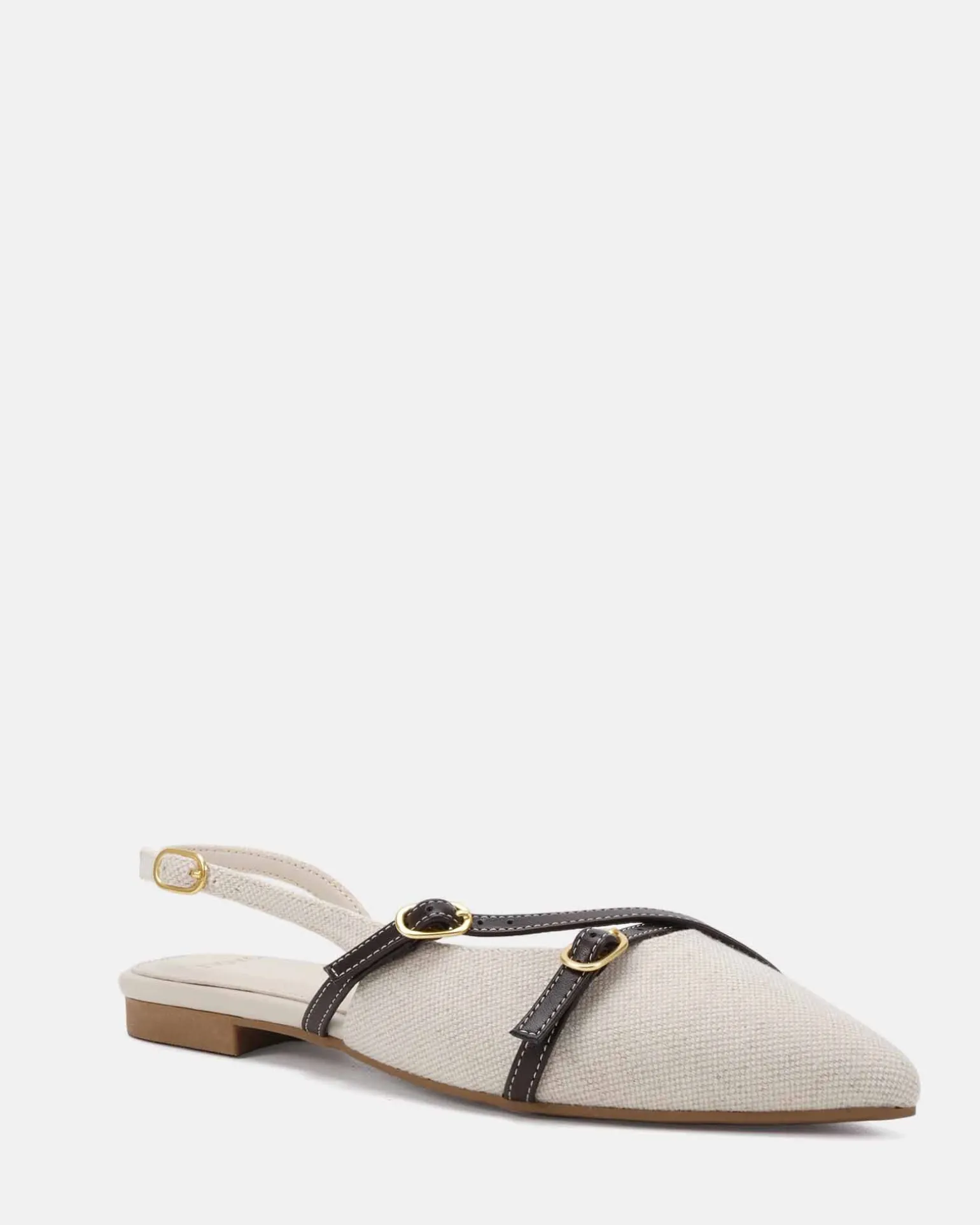 CORBIN Espresso Linen Ballet Flats