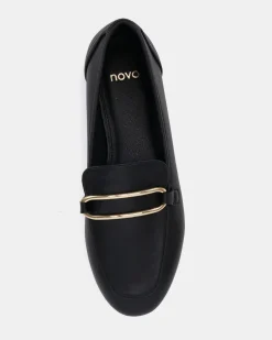 CORRIE Black Smooth Loafers