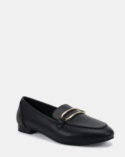 CORRIE Black Smooth Loafers