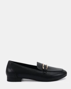 CORRIE Black Smooth Loafers