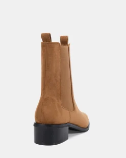 DALTA Caramel Suede Ankle Boots