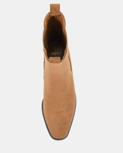 DALTA Caramel Suede Ankle Boots